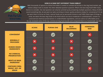 Raw vs Kibble comparison chart